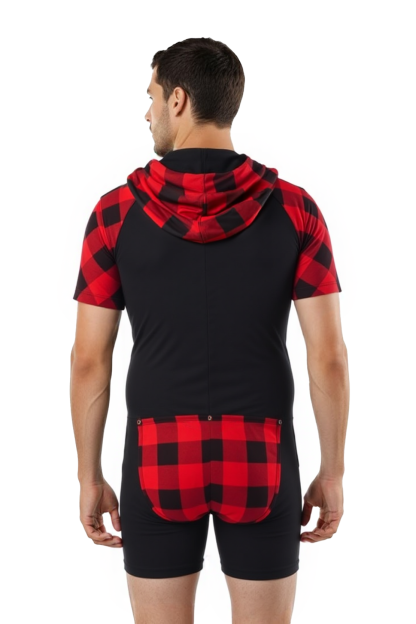Joylgbt‘s Lumberjack Plaid Hooded Romper