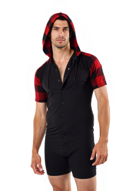 Joylgbt‘s Lumberjack Plaid Hooded Romper