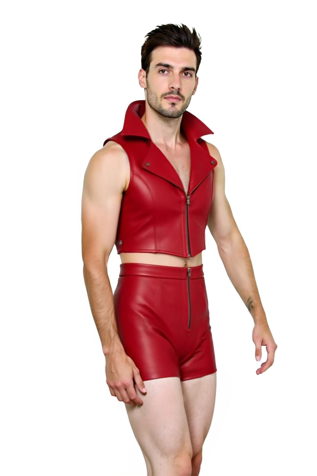 Joylgbt‘s The "Rebel" Red Faux Leather Two-Piece Outfit