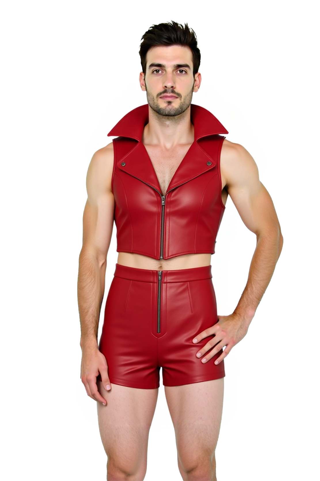 Joylgbt‘s The "Rebel" Red Faux Leather Two-Piece Outfit