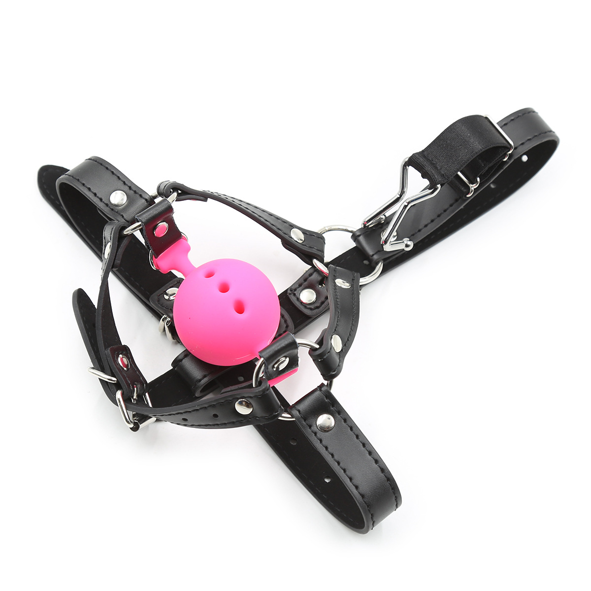 Equestrian-Style Gag Silicone Ball Gag Headset Nose Hook Open-Mouth Restraint BDSM Toy