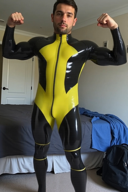 Dynamic Full-Body Suit – Bold black and yellow contrast