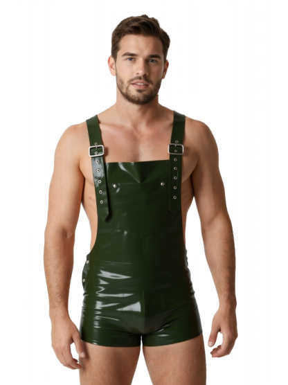 Joylgbt‘s Industrial Faux Leather Overalls – Forest Green Tactical Shorts