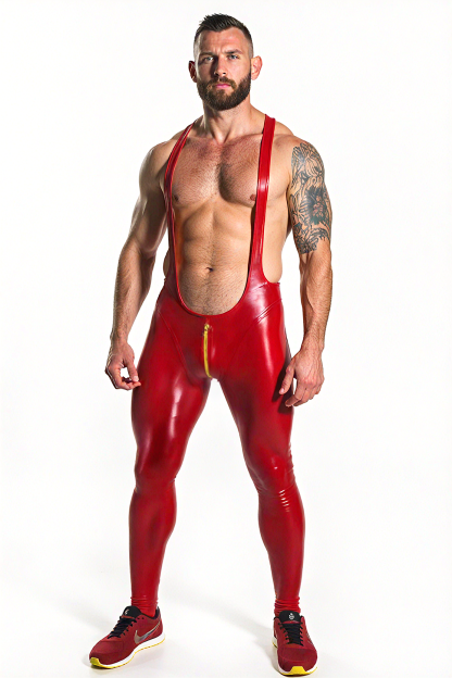 Mysteryglove Bold Red Harness Bodysuit – Sleek & Striking