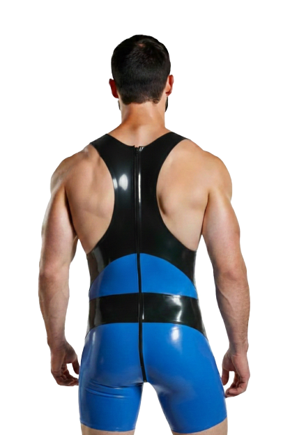 Joylgbt Apex Velocity" PU Leather Singlet – Electric Blue & Black Contrast