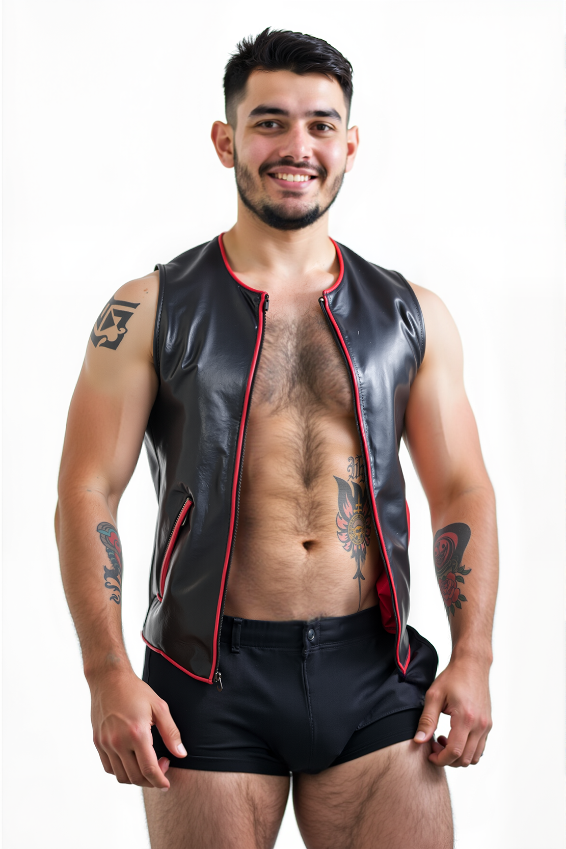 Mysteryglove Men's Stylish Black Leather-Look Vest