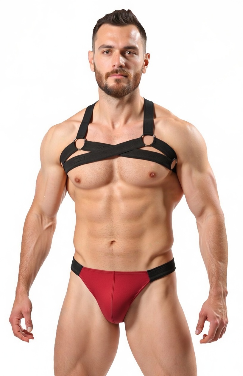 Joylgbt‘s Men's Performance Gear: Strappy Body Harness & Contoured Mesh Briefs