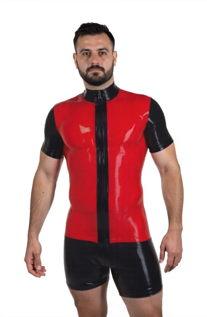 Joylgbt Red & Black Zip-Up Bodysuit