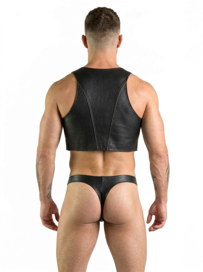 Joylgbt PU Leather Functional Set (Top + Thong)