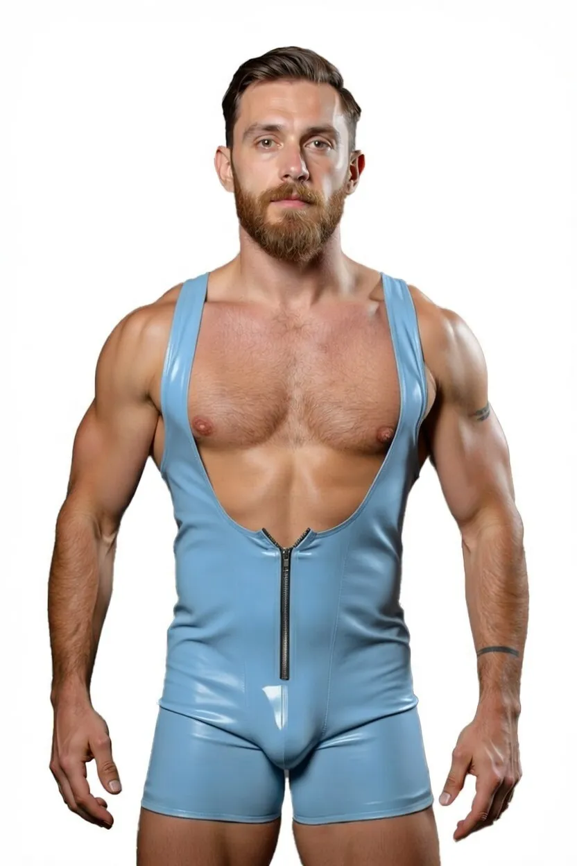 Joylgbt's Men's Glossy Red Bodysuit | Open-Back Wrestling Leotard