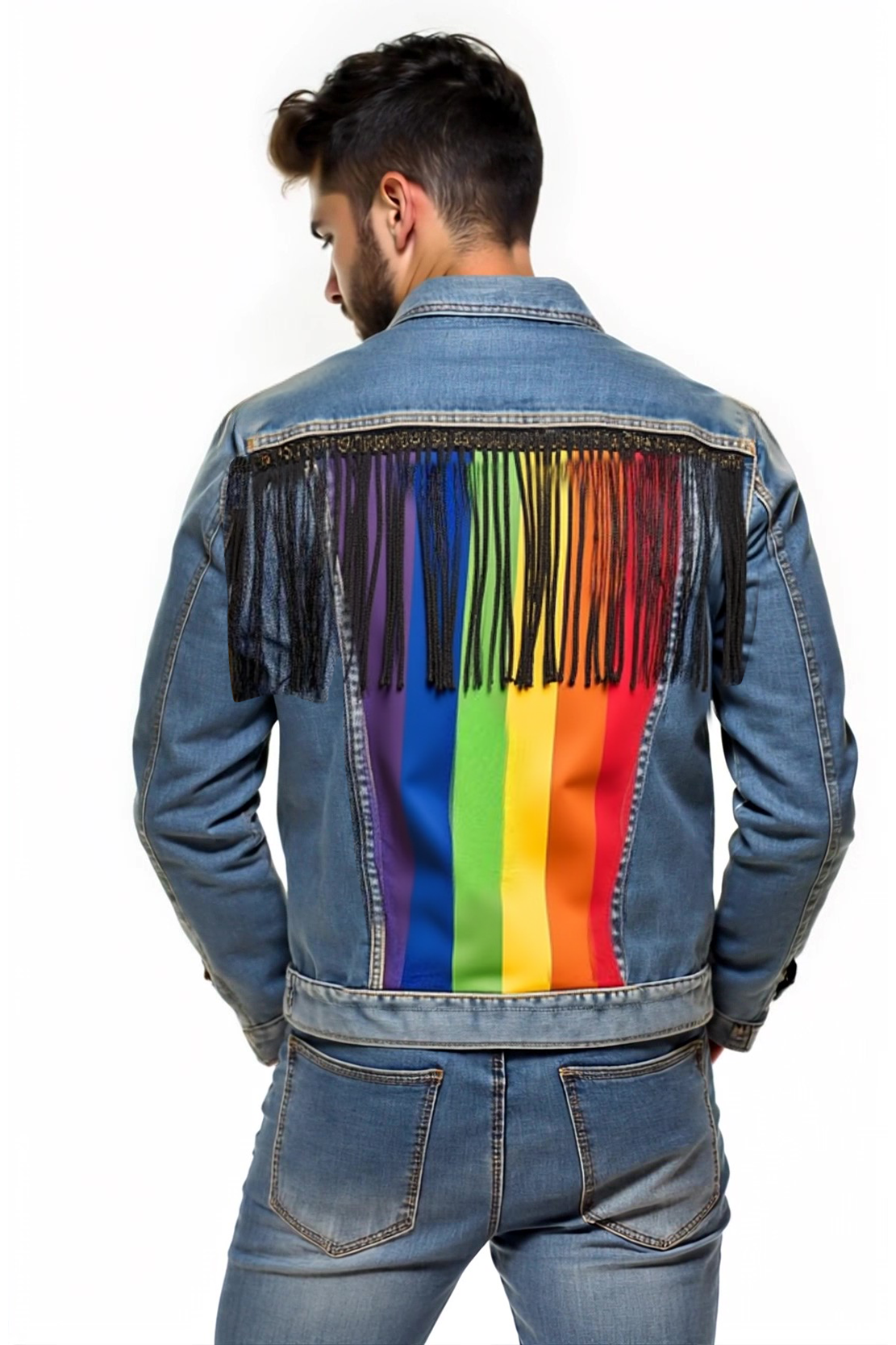 Pride Fringe Denim Jacket