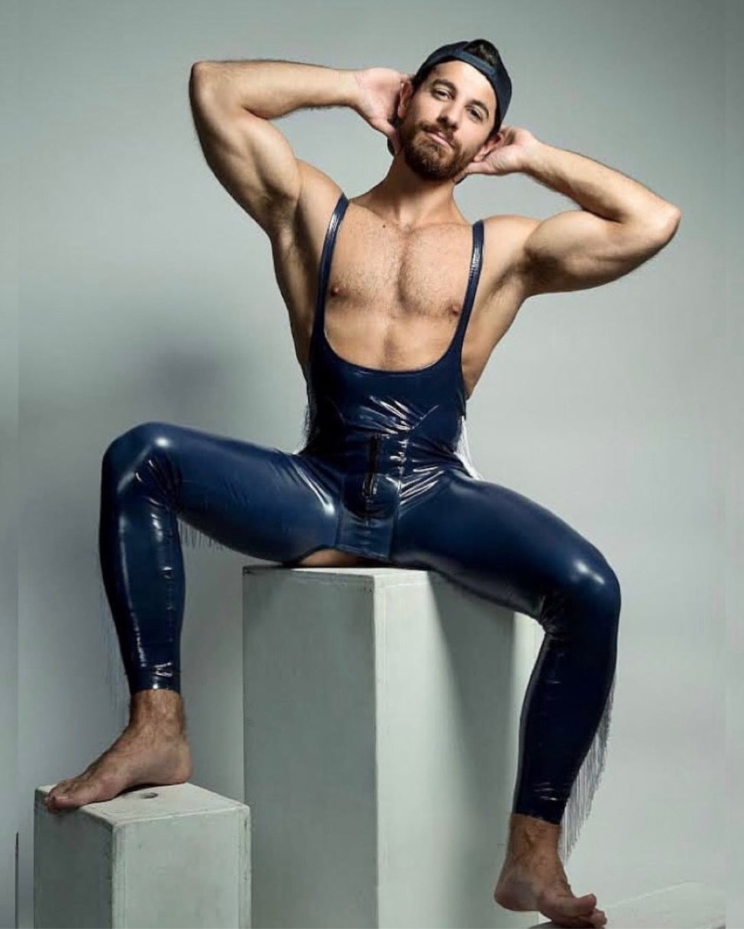 Bold Red Cutout Leather Jumpsuit