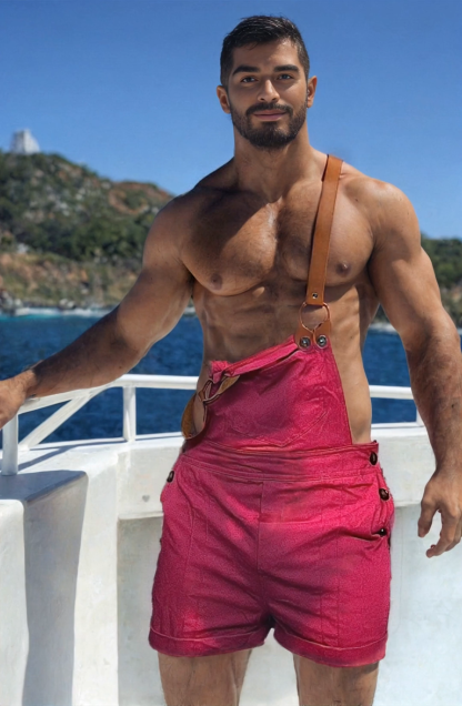 Pink Velvet Slim Fit Overall Shorts for a Sweet and Stylish Look