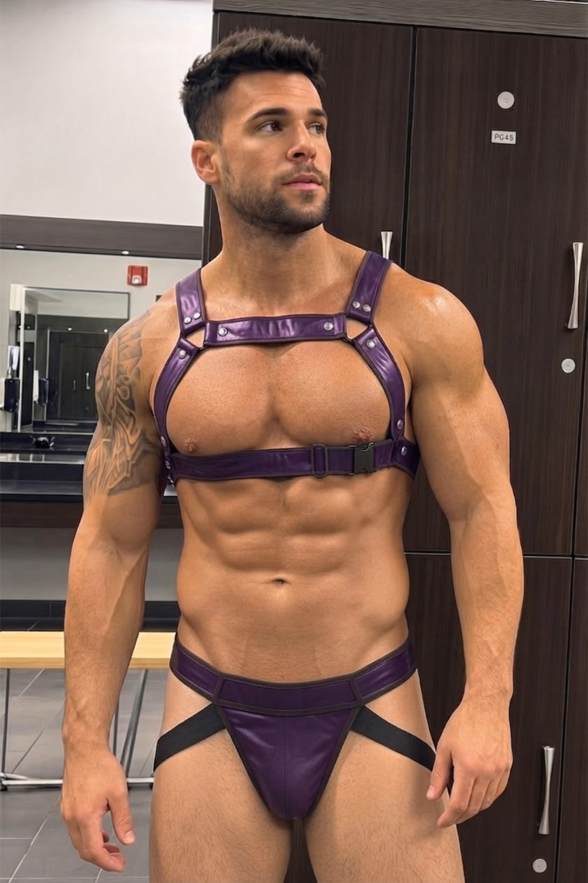 Men’s Purple Harness Brief Set