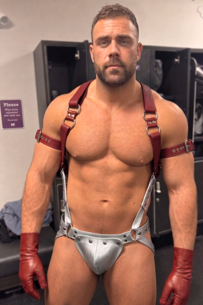 Burgundy/Silver Hardware Multi‑Strap Set（No gloves or additional accessories included.）