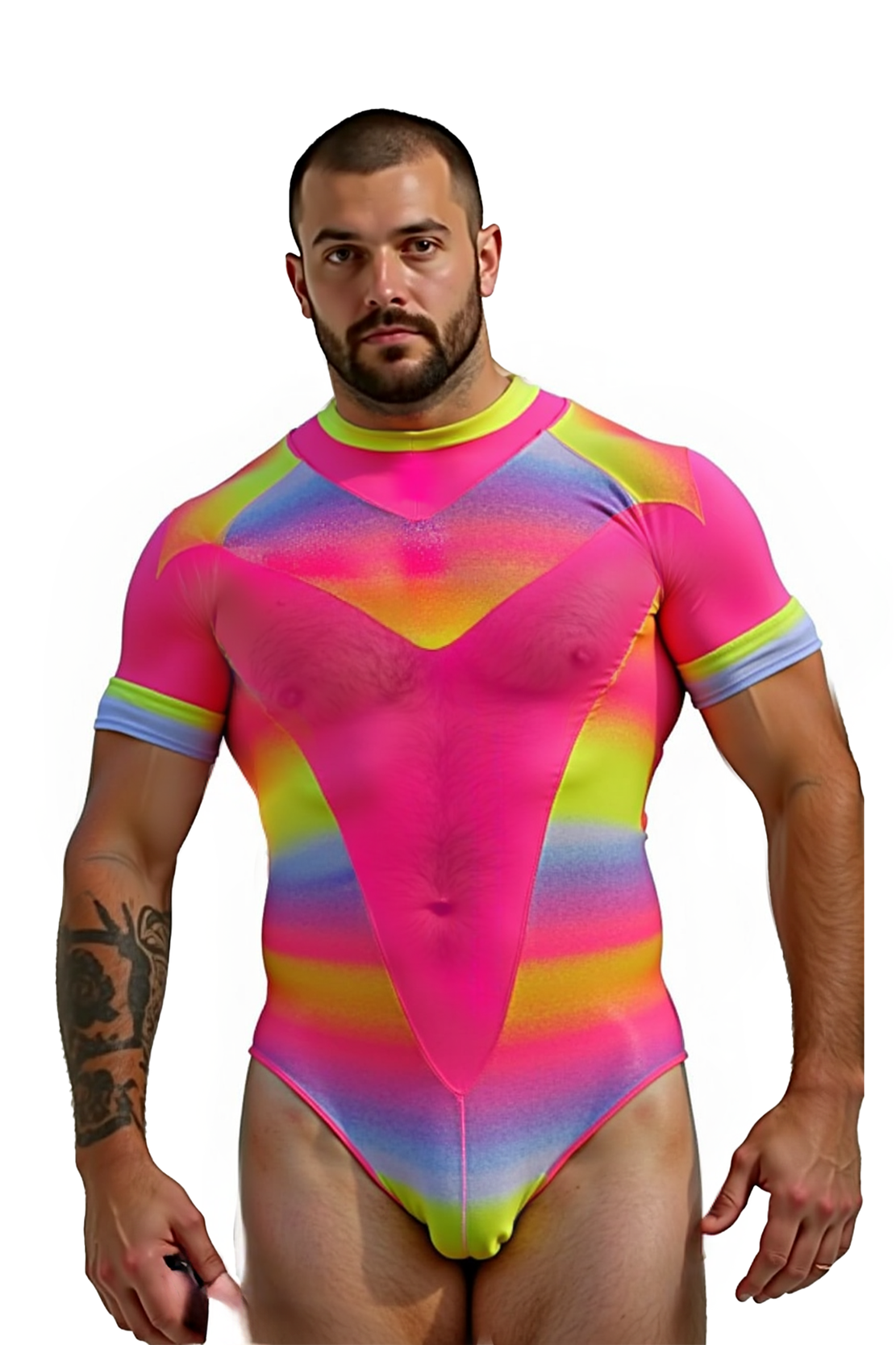 Men's Neon Rainbow Bodysuit