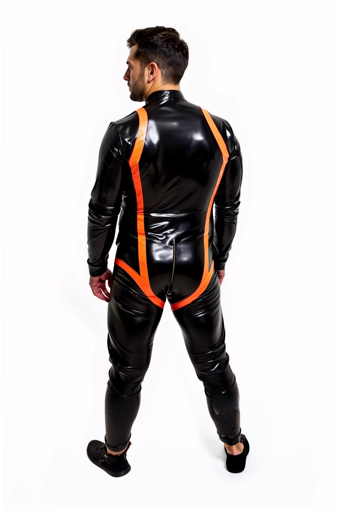 Joylgbt Ignite Edition – Glossy Black & Flame Orange Bodysuit