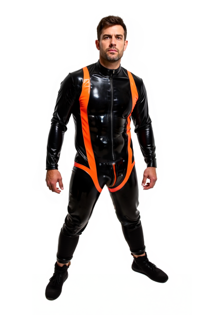 Joylgbt Ignite Edition – Glossy Black & Flame Orange Bodysuit