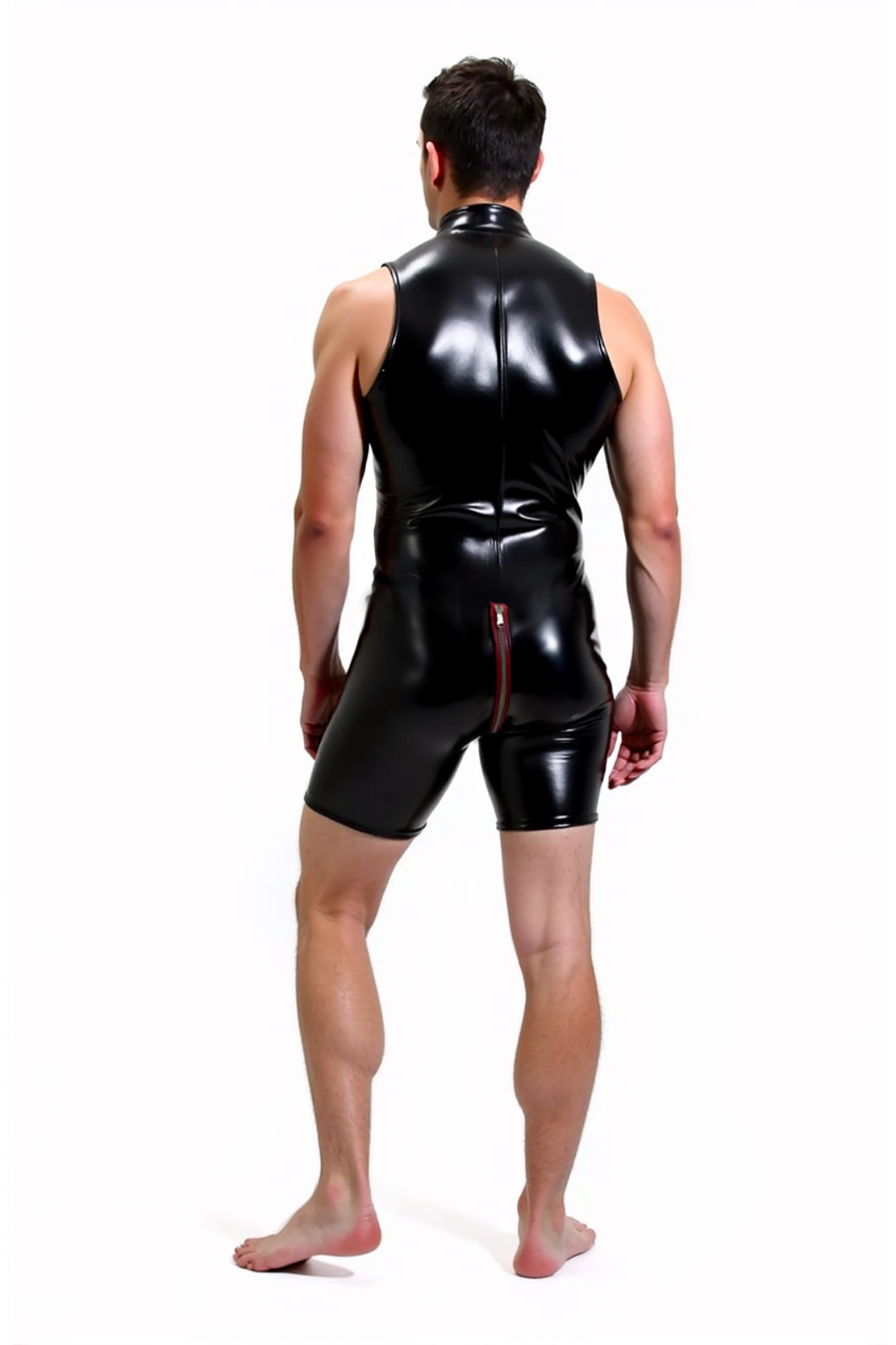 Joylgbt SpeedForm – Sleek Zip Bodysuit in Black with Red Trim