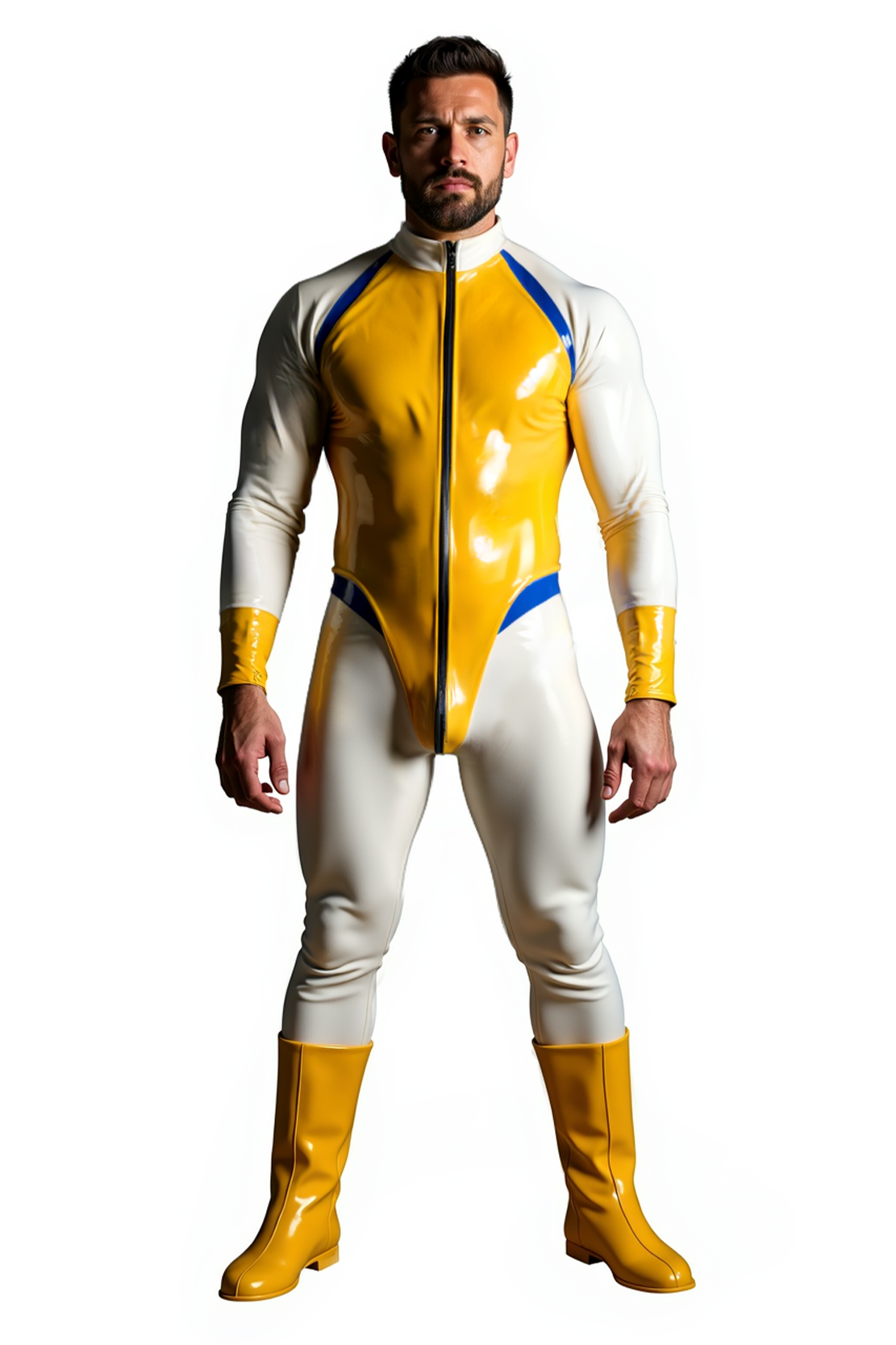 Joylgbt "Neon Racer"-Dynamic Fit Bodysuit in Yellow & Blue
