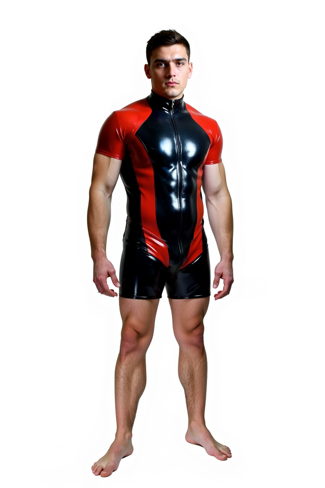 Joylgbt Men's Two-Tone Red and Black Bodysuit 