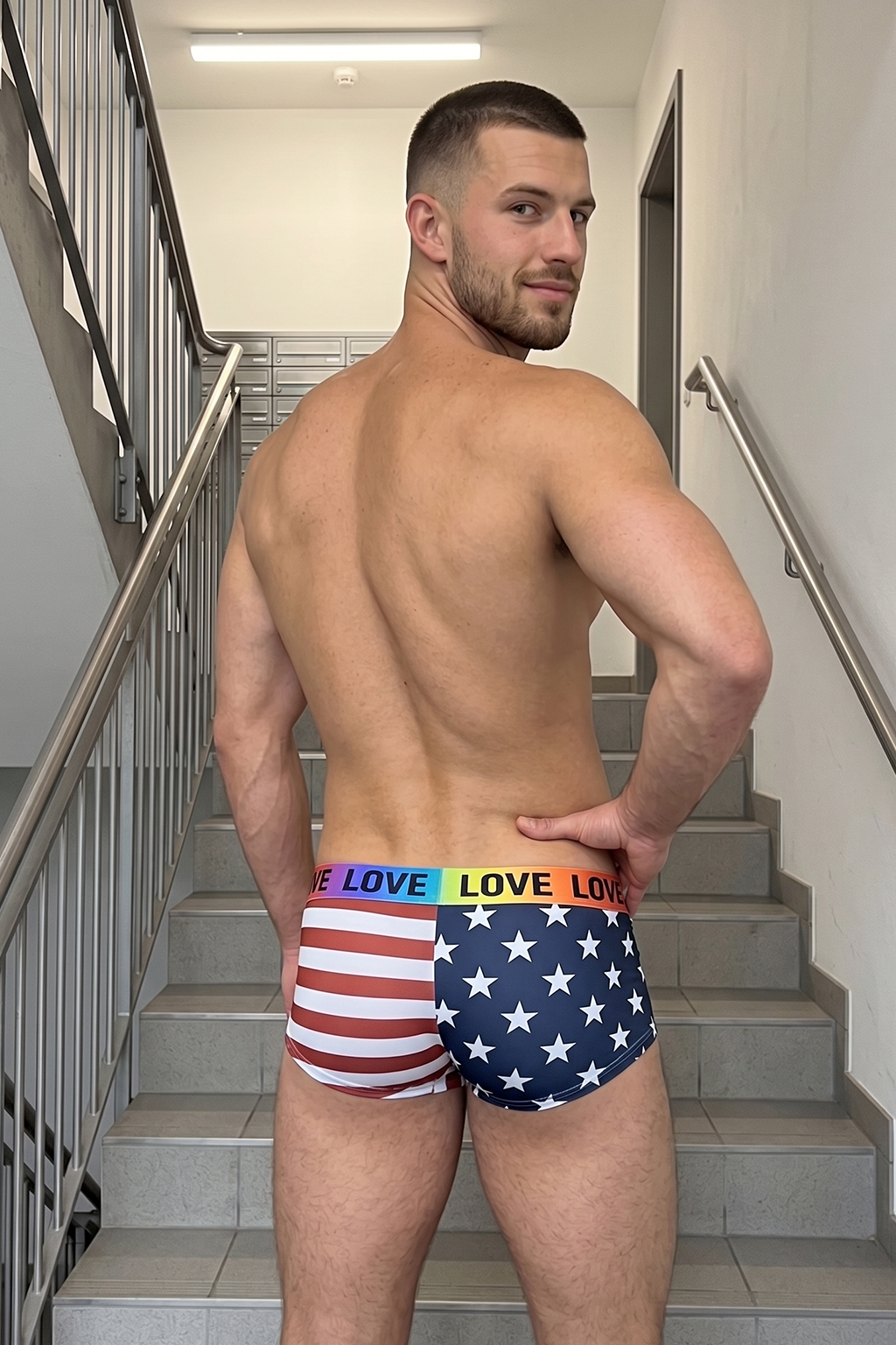 Joylgbt Men’s Rainbow “LOVE” Waistband Trunks