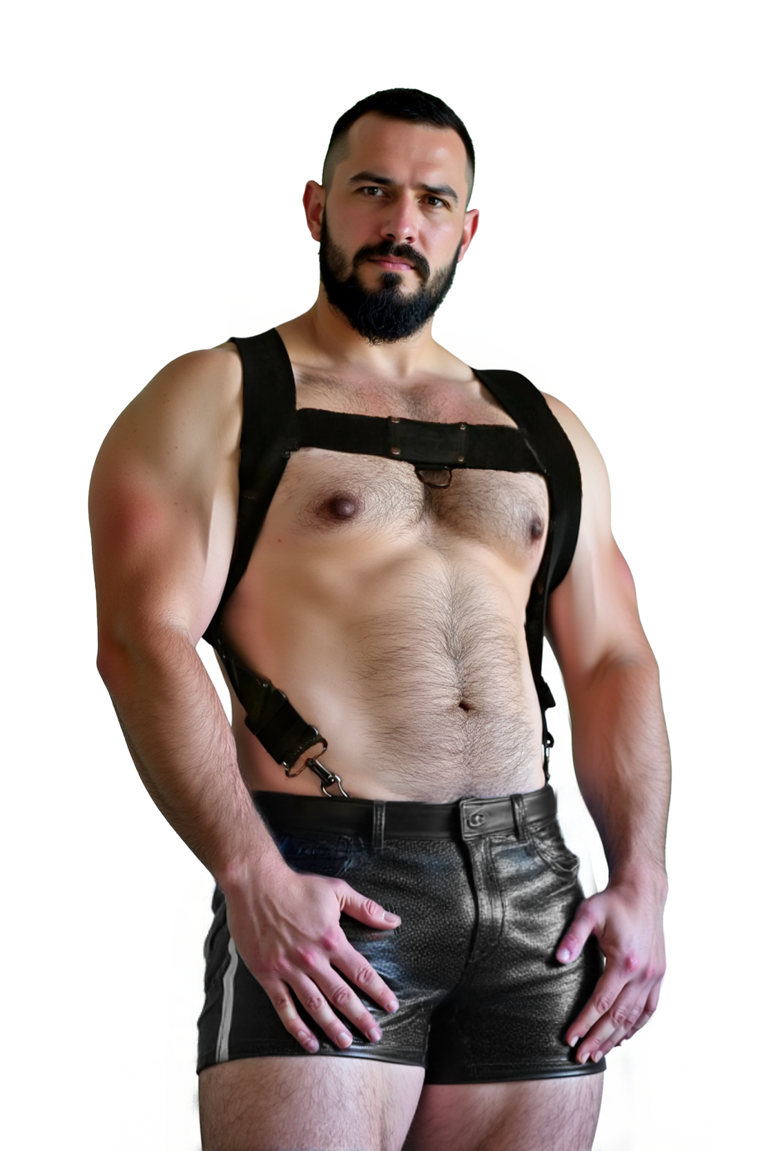 Luxury Double-Processed Leather Harness Shorts – Bold & Striking