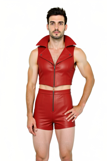 Joylgbt‘s The "Rebel" Red Faux Leather Two-Piece Outfit