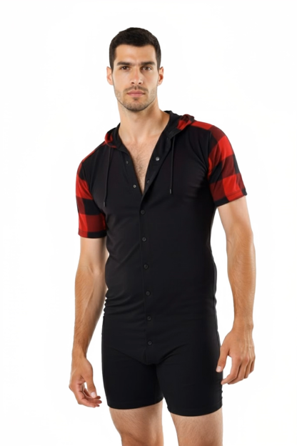 Joylgbt‘s Lumberjack Plaid Hooded Romper