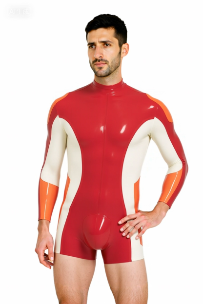 Joylgbt‘s Futuristic Hero Men's Multi-Tone Tech-Fabric Bodysuit - Long Sleeve Athletic Compression Suit