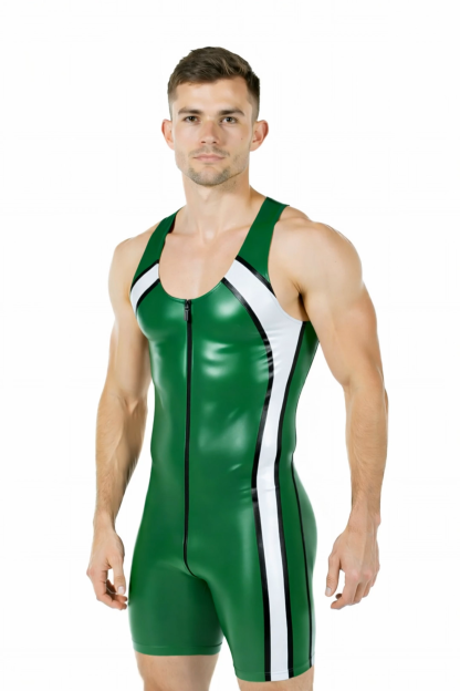 Joylgbt‘s PU Leather Bodysuit with Unique Back Cutout