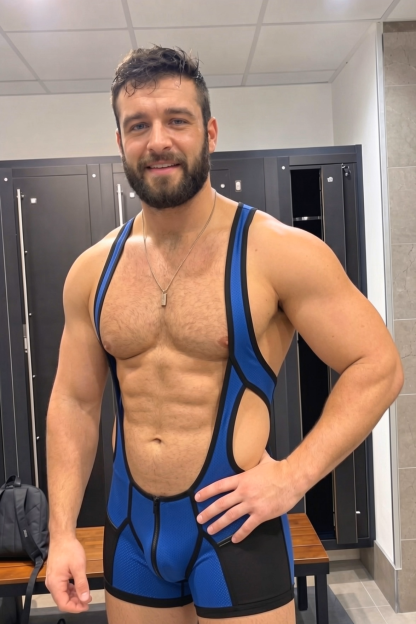 Joylgbt Blue Black Zip-Front One-Piece Shorts