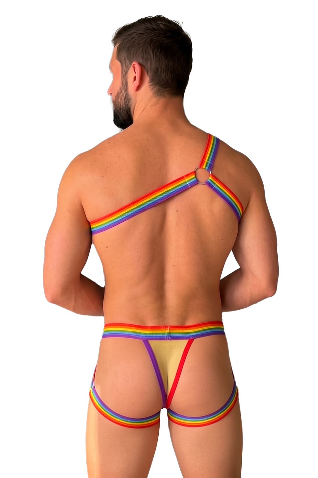 Rainbow Ring-Detail Harness & Briefs Set