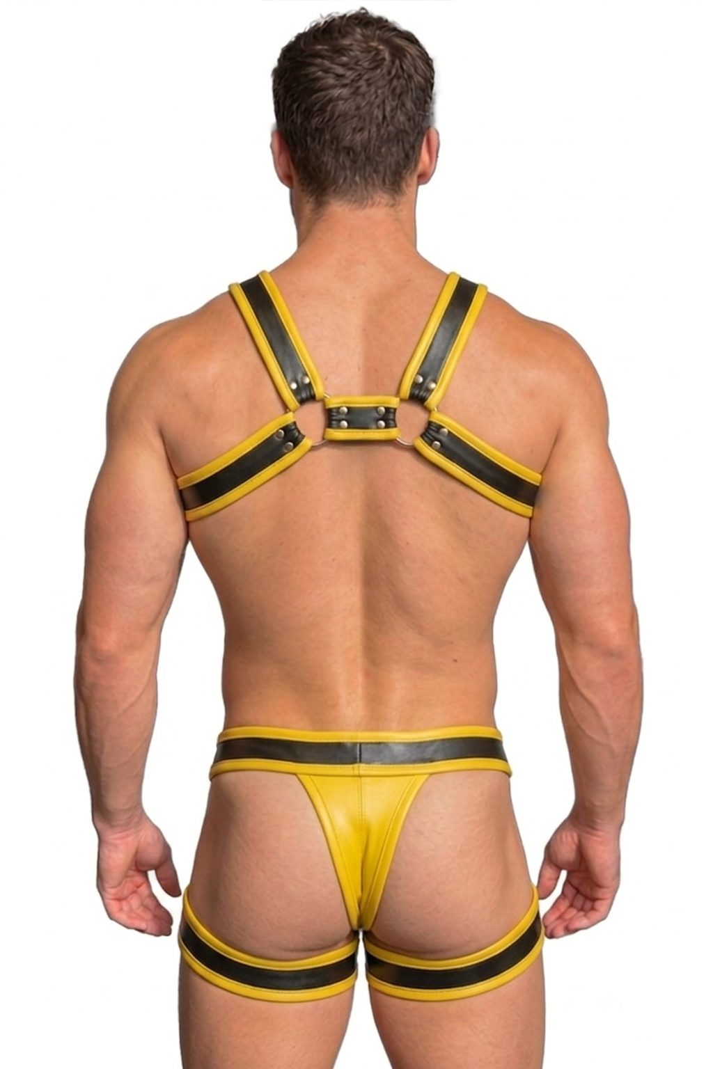 Men’s Black & Yellow Harness Jock Set