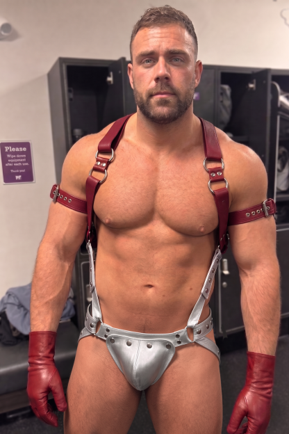 Burgundy/Silver Hardware Multi‑Strap Set（No gloves or additional accessories included.）