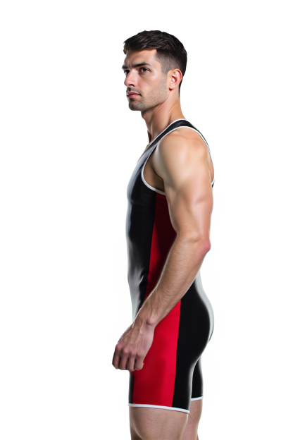 Joylgbt PU Leather Effect Athletic Singlet – Sleek Fit in Red-Black or Blue