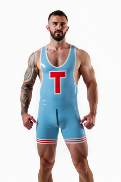  Joylgbt Racerback PU Leather Wrestling Singlet