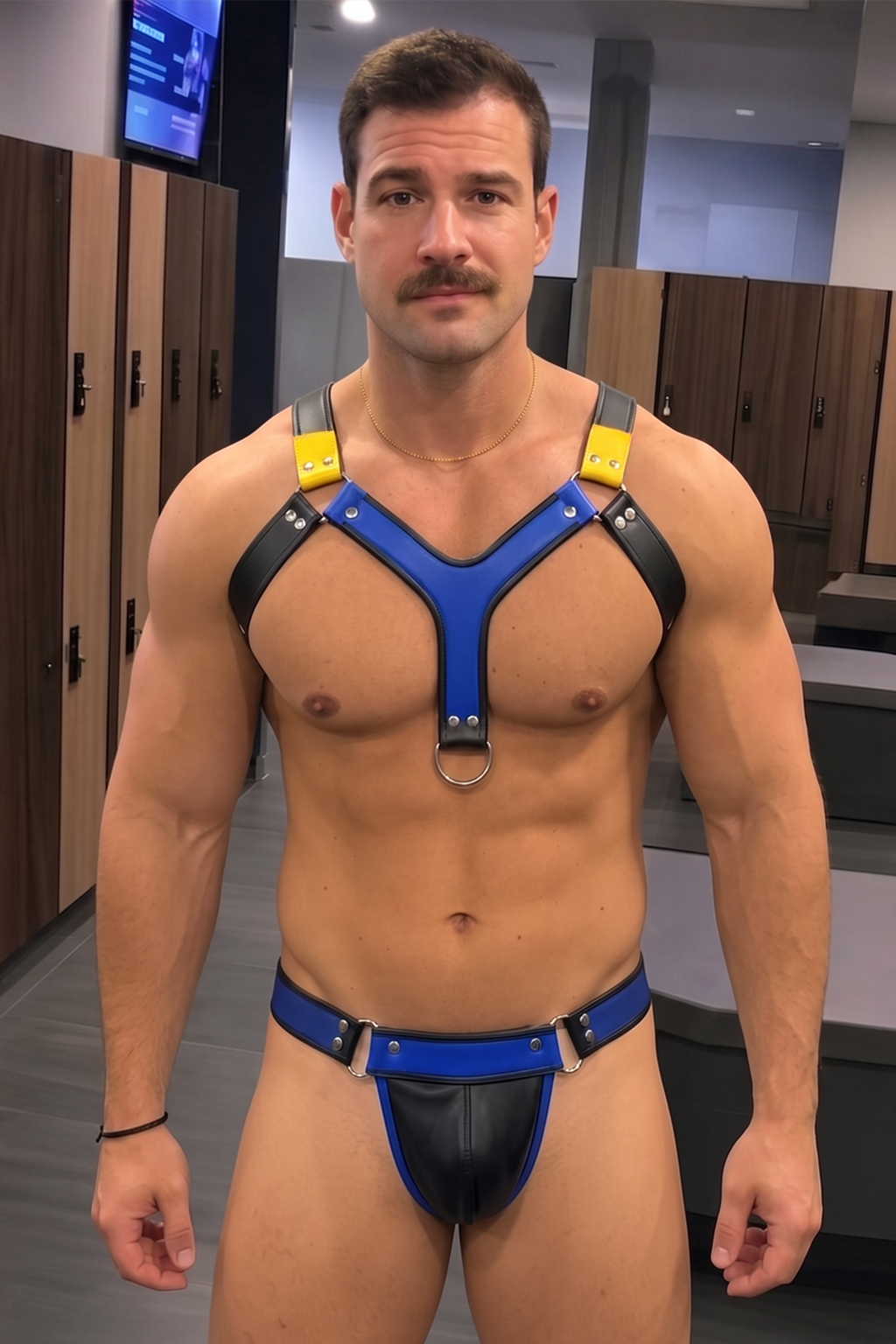 Men’s Blue Black Yellow Contrast Harness Set