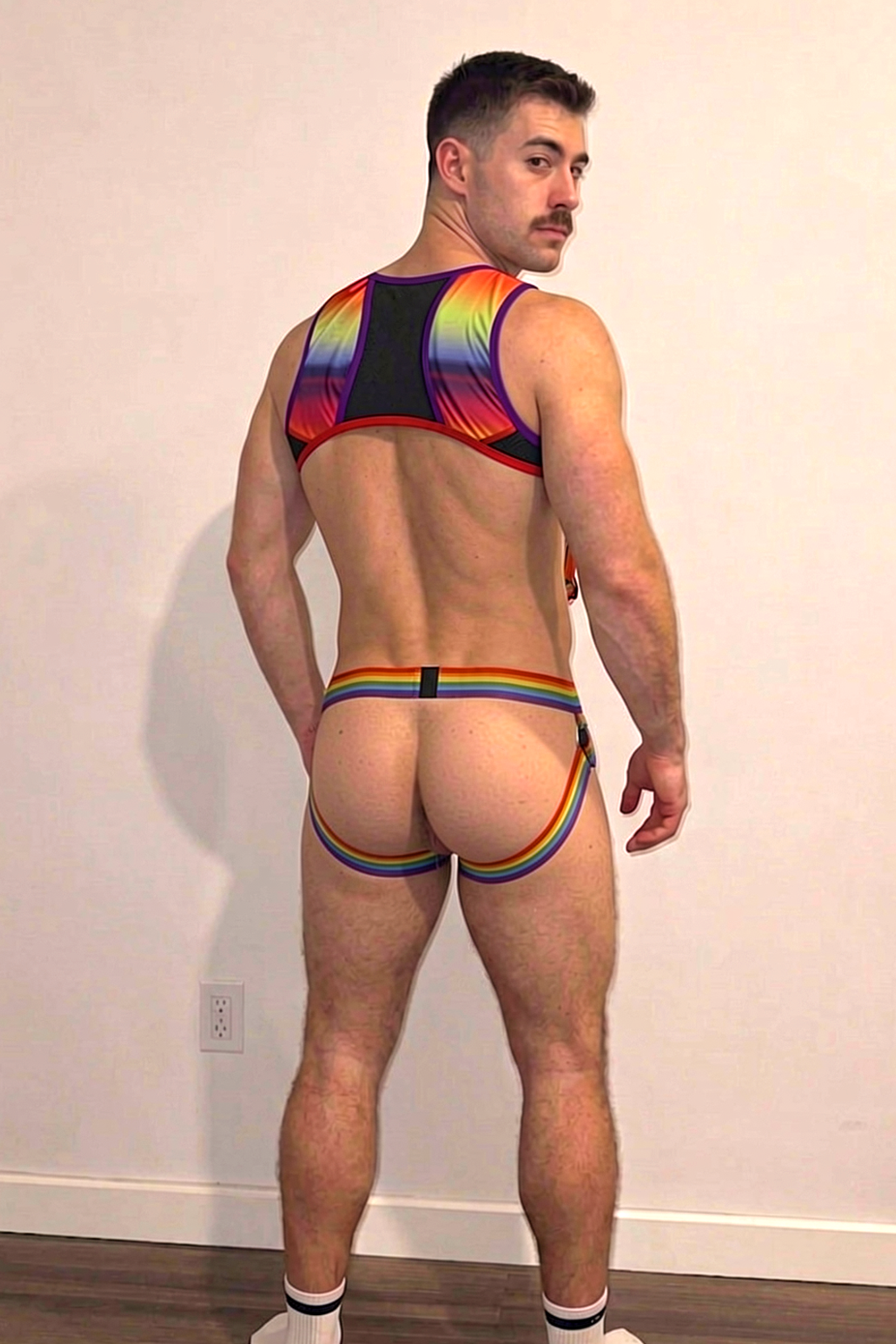 Rainbow Color-Block Structured Metal-Ring Harness Set