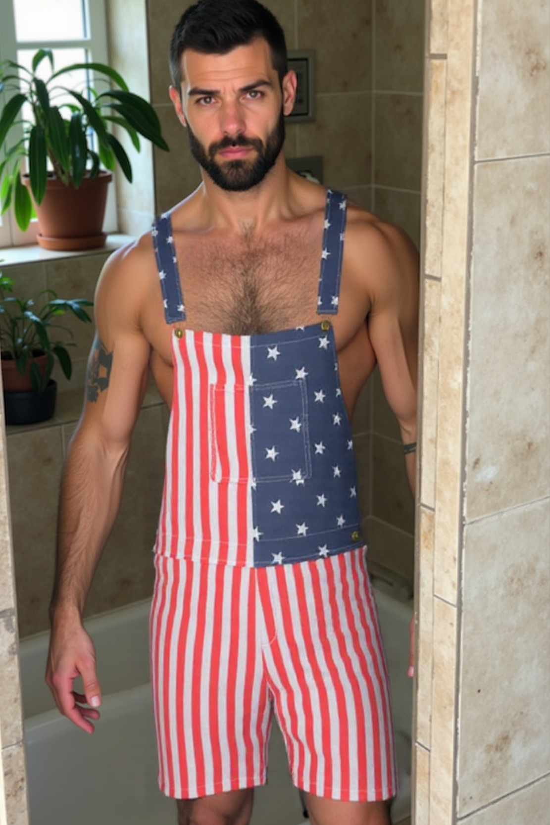 Mysteryglove Patriotic American Flag Overalls