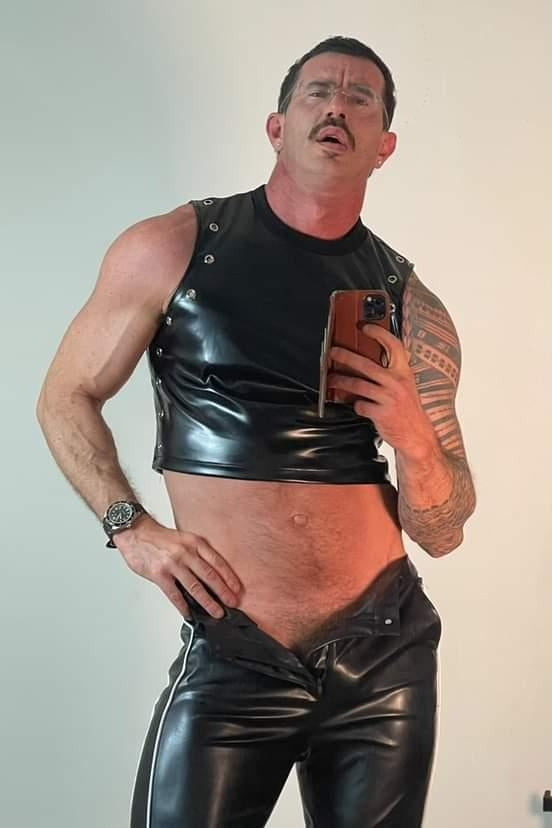 Pleather Flare Pants with Stacked Leg and Side Stripe Pu