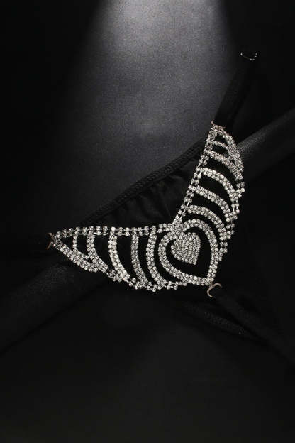 Men's Rhinestone Hollow Out Body Chain Adjustable G-string Briefs