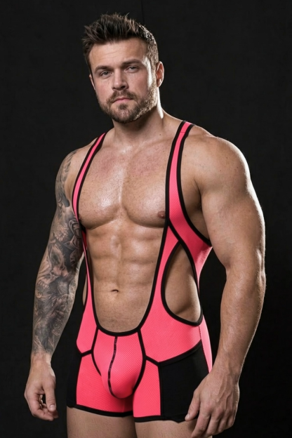 Joylgbt Blue Black Zip-Front One-Piece Shorts
