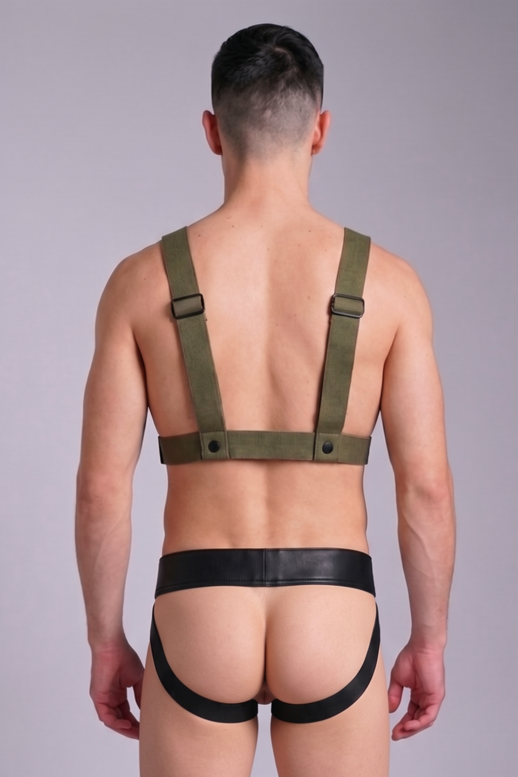 Joylgbt Men’s Khaki Utility Chest Rig Thong Set