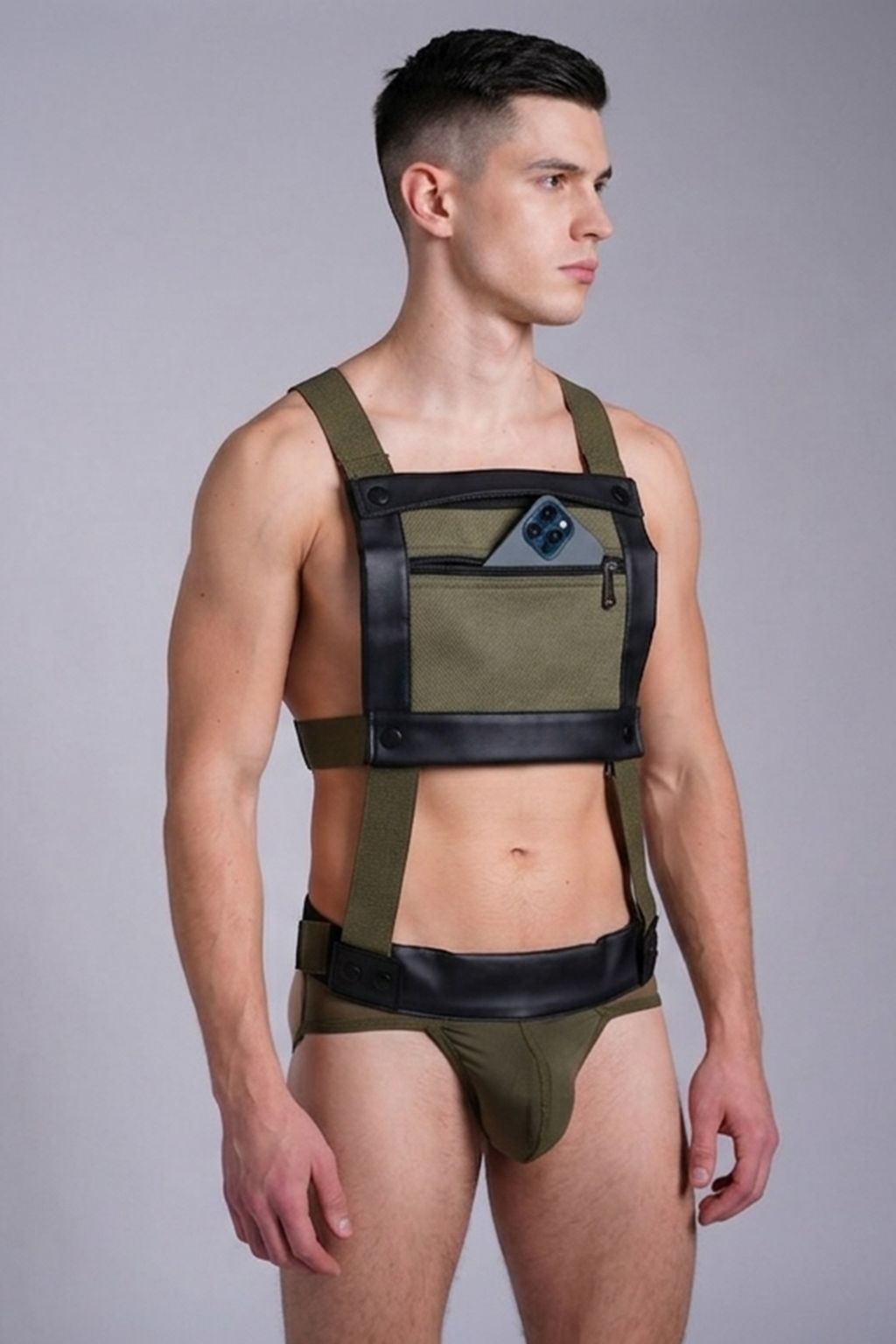 Men’s Khaki Utility Chest Rig Thong Set