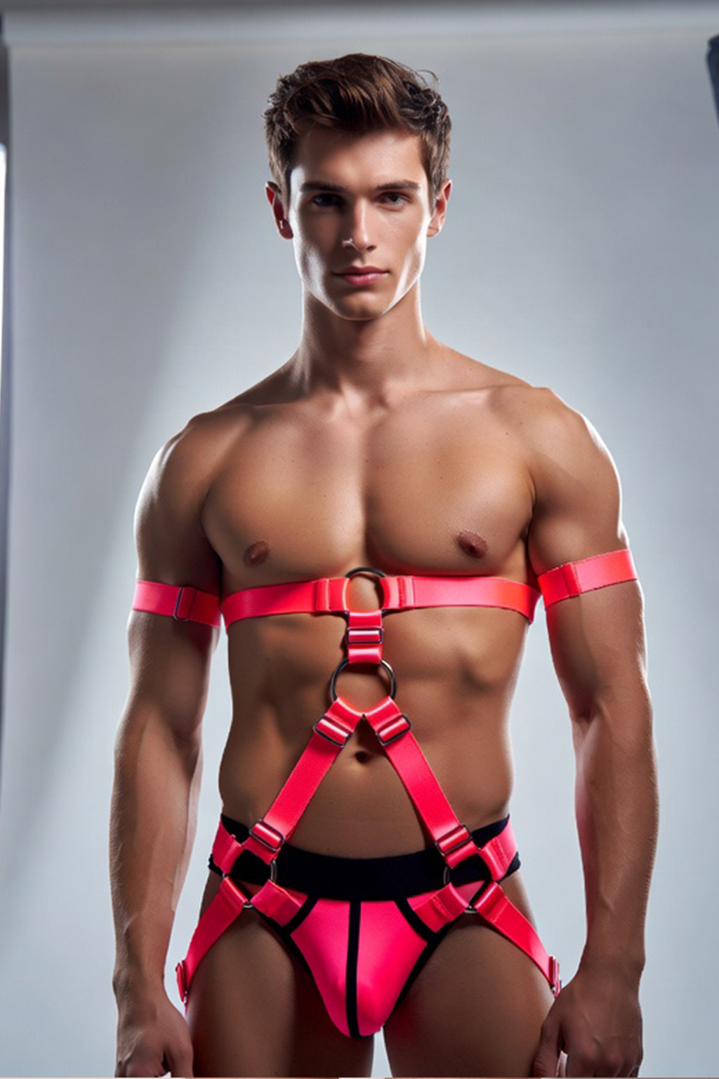 Men’s Neon Pink Multi-Ring Elastic Harness Set