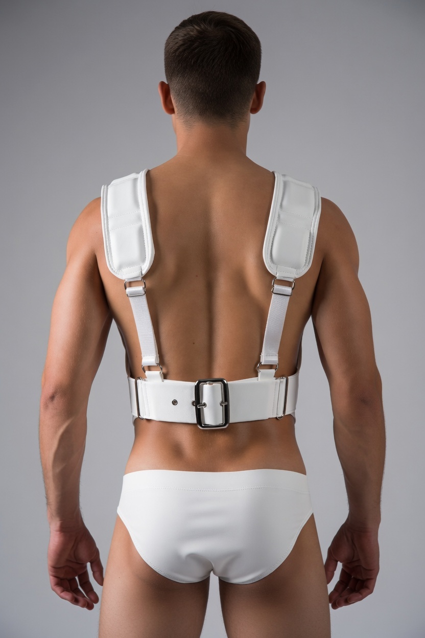 Men’s White Armor-Inspired Harness Belt Set