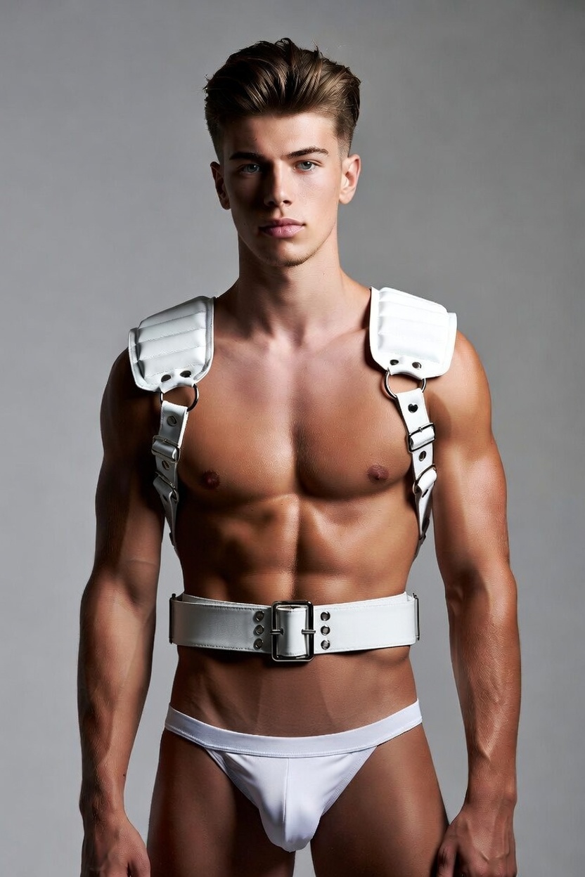 Men’s White Armor-Inspired Harness Belt Set