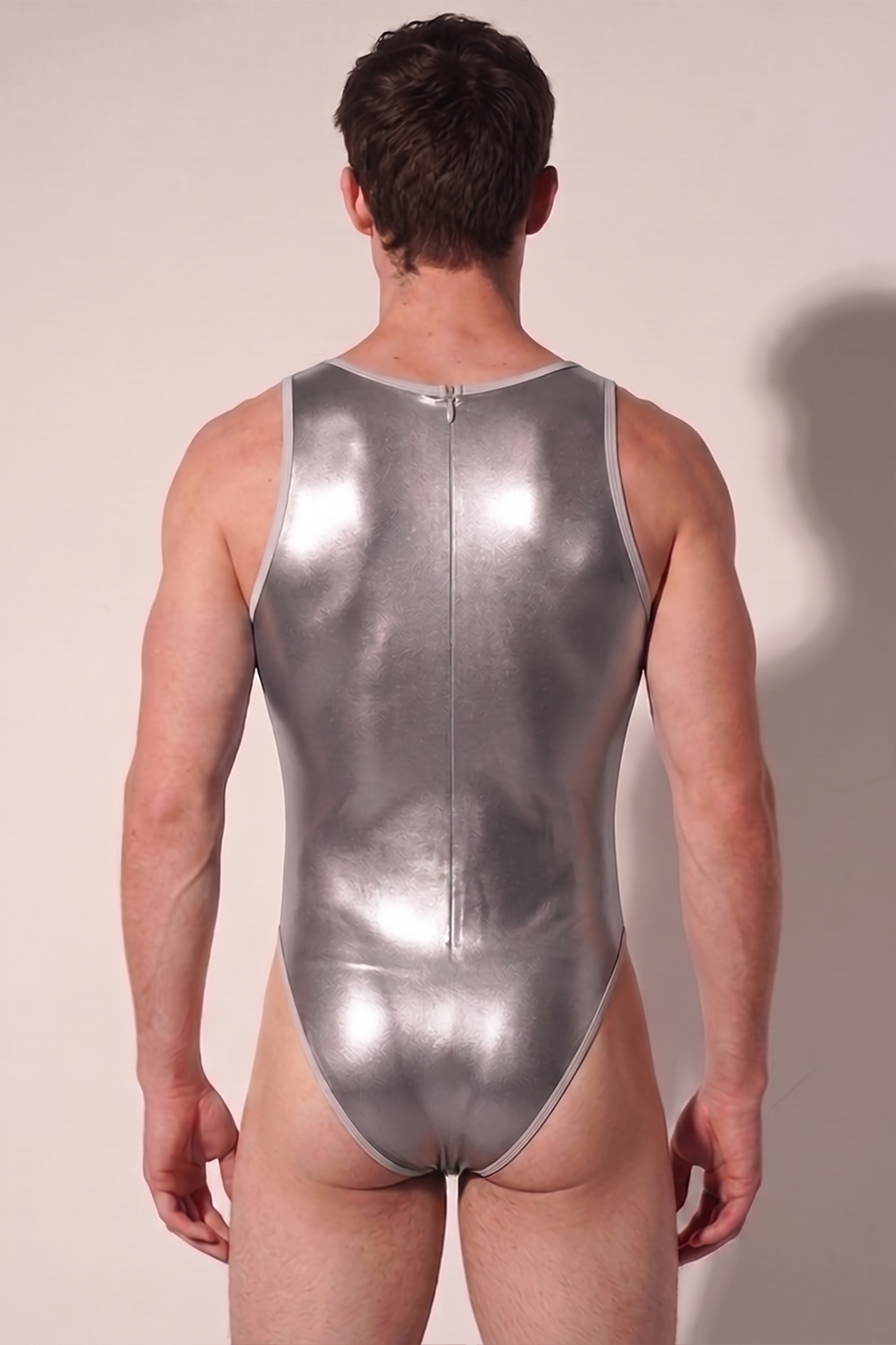 Joylgbt Men’s Silver Iridescent Stretch Bodysuit