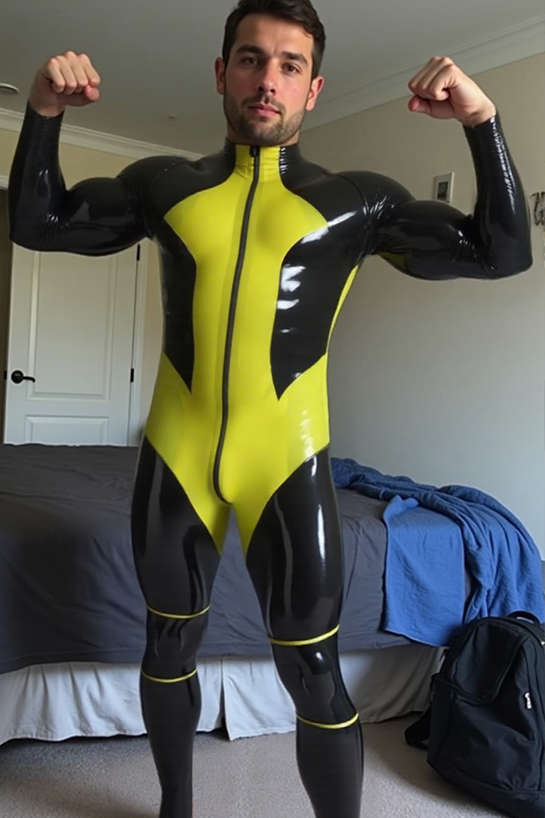 Dynamic Full-Body Suit – Bold black and yellow contrast